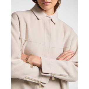 Elena Mirò - Shirt coat in misto lana double - Beige