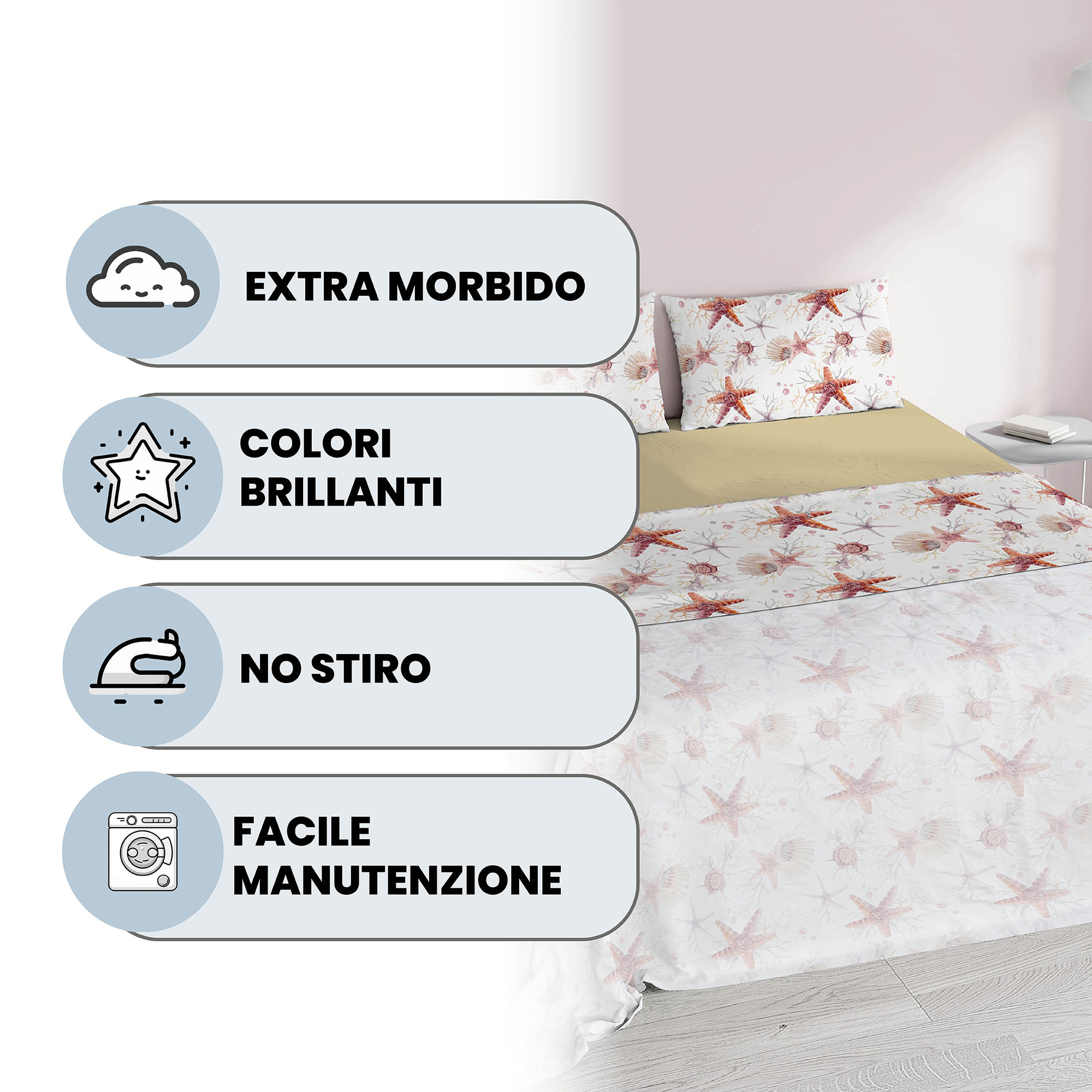 COMPLETO LETTO FANTASY, 100% Microfibra - STARFISH