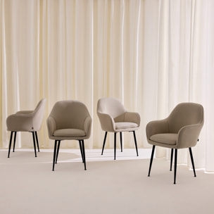 Fauteuil velours côtelé et pieds métal (lot de 4) SHELLA