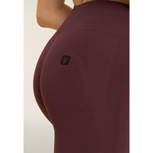 Leggings Seamless 7/8 con Vita Alta e Inserti in Costina