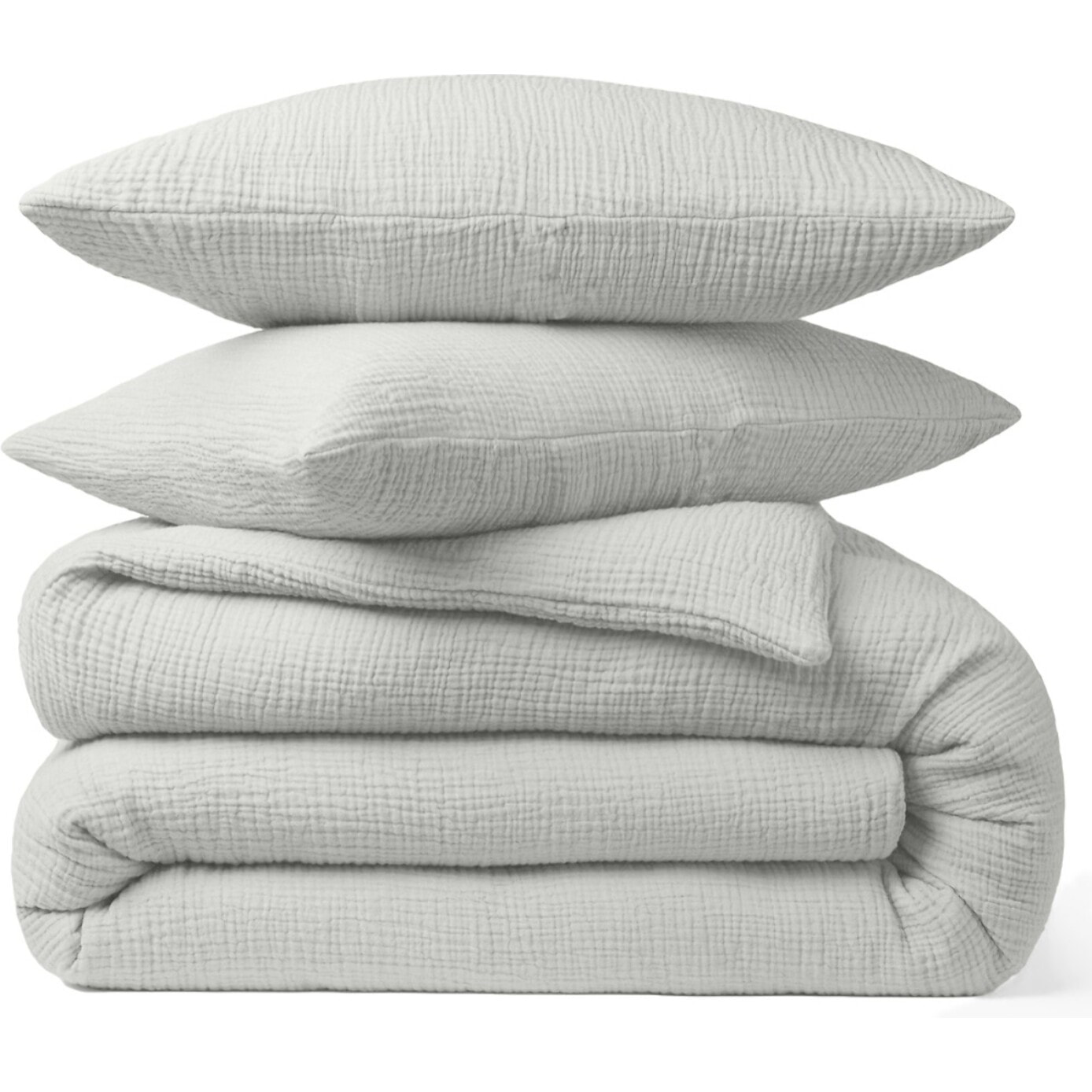 Paire de Taies d'oreiller gaze de coton gris glacier