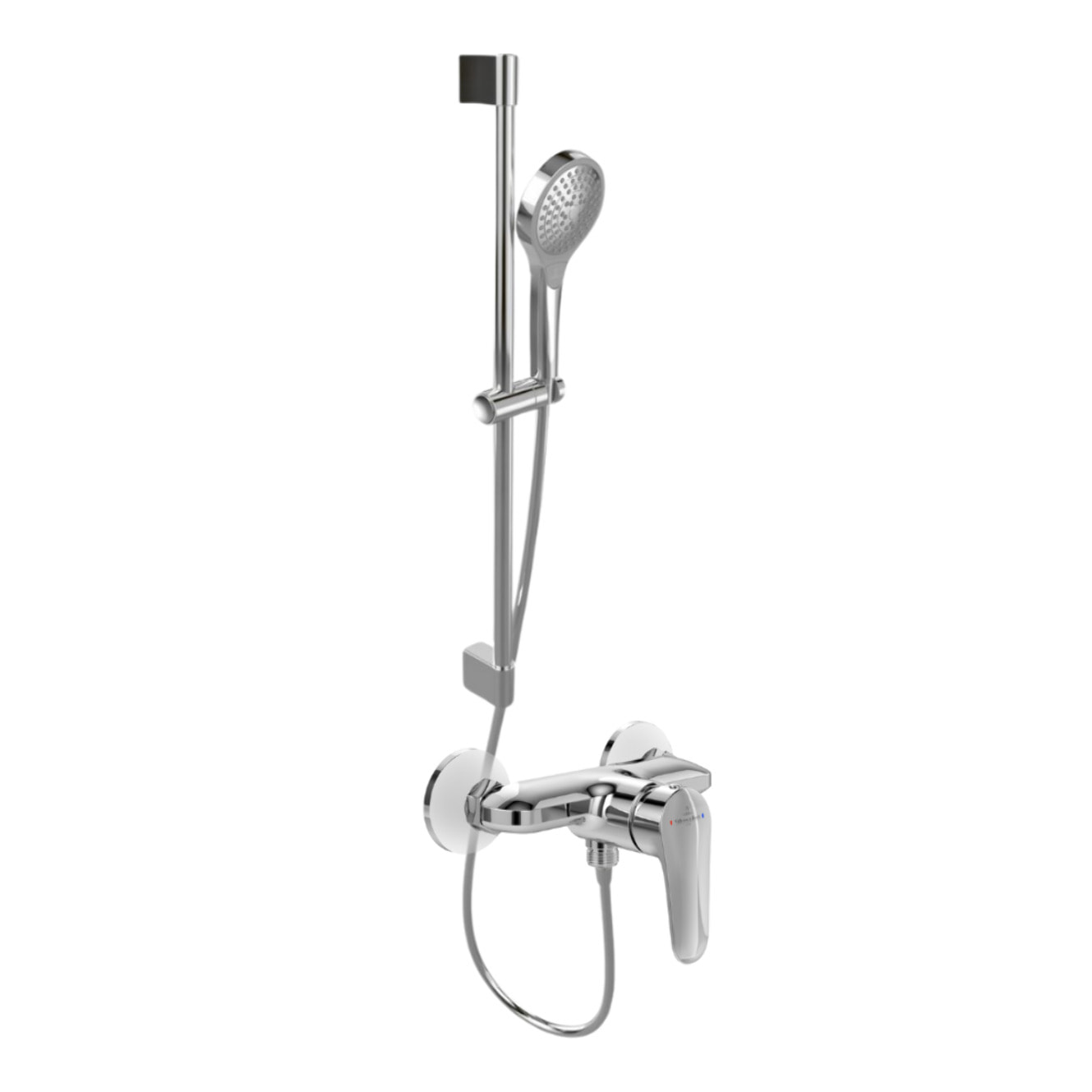 Mitigeur mécanique douche O.novo Start Chrome + Ensemble de douche Verve Showers 3 jets Chrome