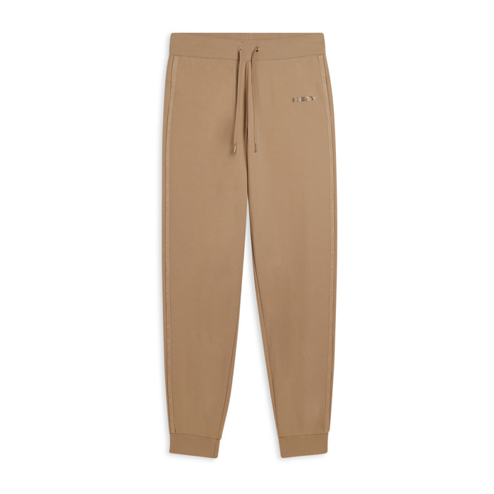 Pantaloni con fondo a costina e bande logate