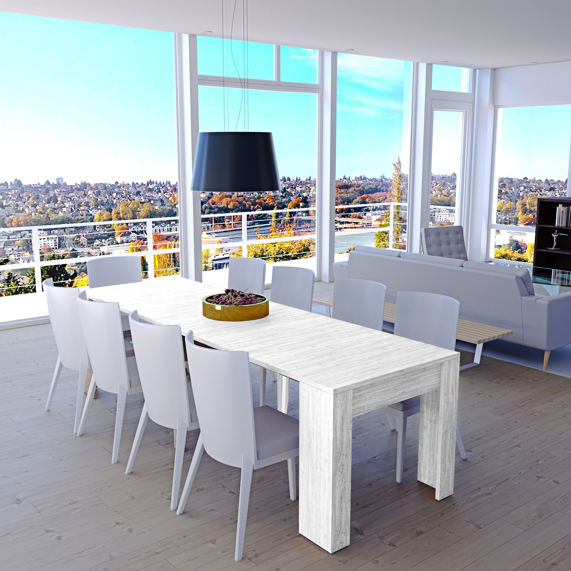 Tavolo Consolle Allungabile Oslo Plus Fino A 3 Metri Tavolo 14 Posti Salvaspazio Multiposizione Design Moderno Elegante 78x51x90 cm Bianco frassino