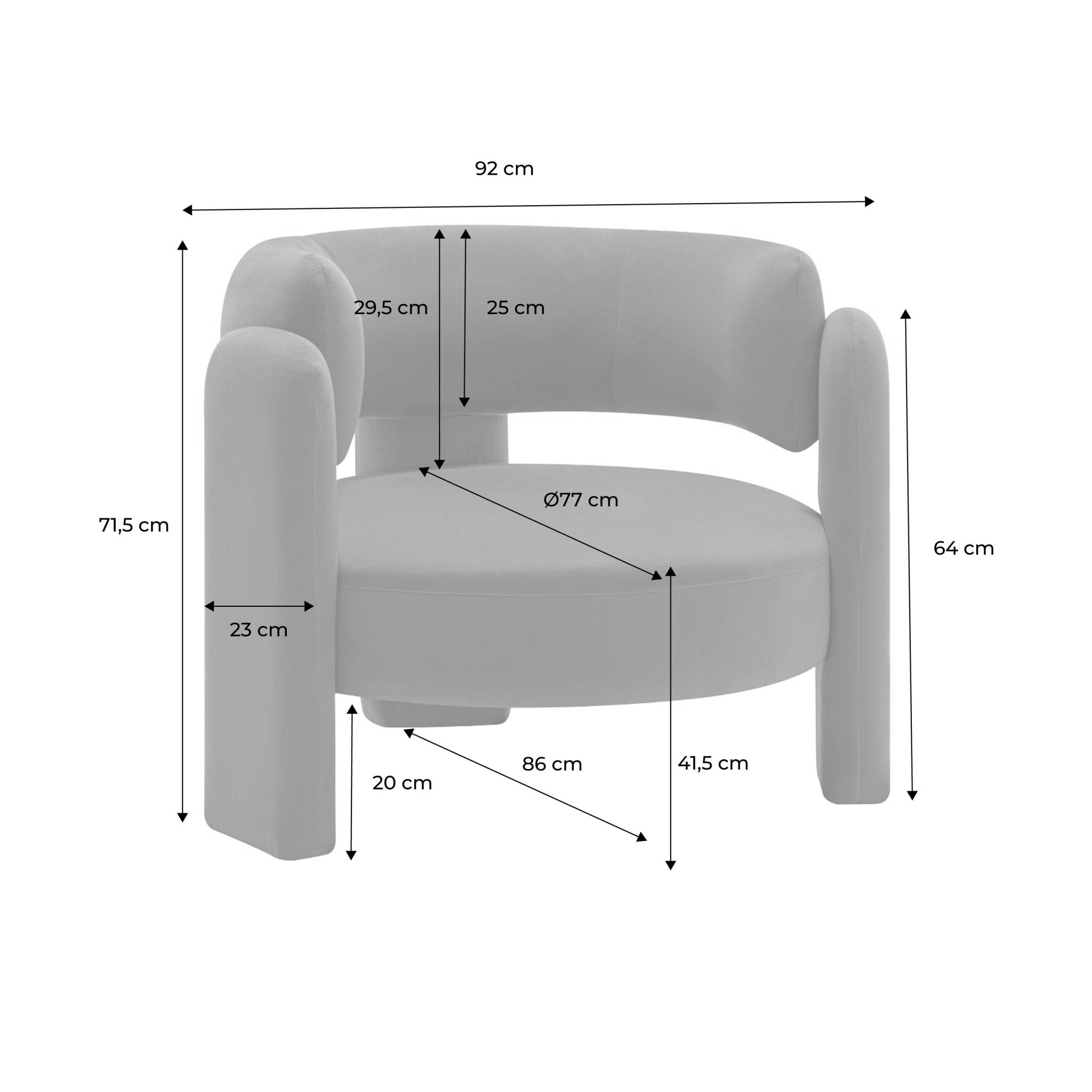 Fauteuil tripode en velours moutarde