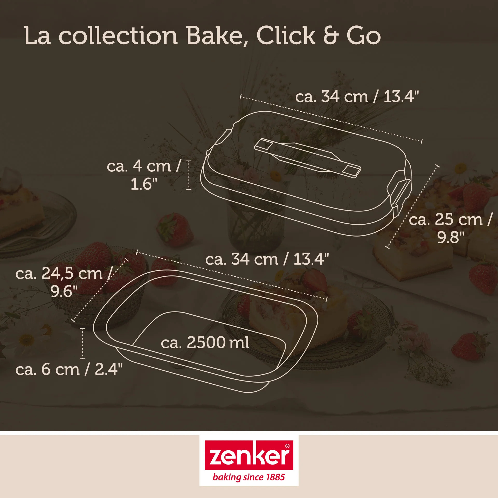 Set de 4 ustensiles de pâtisserie moule à gâteaux 2 bols et spatule de cuisine Zenker Bake Click and Go