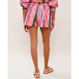 Pantaloncini multicolor con elastico in vita