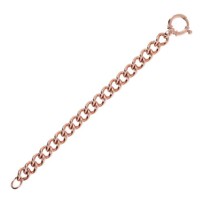 Bracciale in Argento 925 placcato Oro Rosa 18Kt con Maxi Maglia Grumetta Lucida