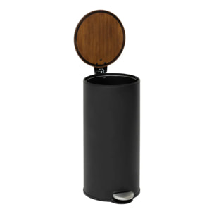 Poubelle Modern Color avec Pedale 30L Noir et Acacia 29,2x37,7x59,5 cm