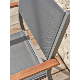 ORSINO - Lots de 2 Fauteuils de jardin alu et acacia - Gris anthracite