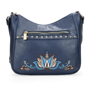 Bolso bandolera azul con bordado