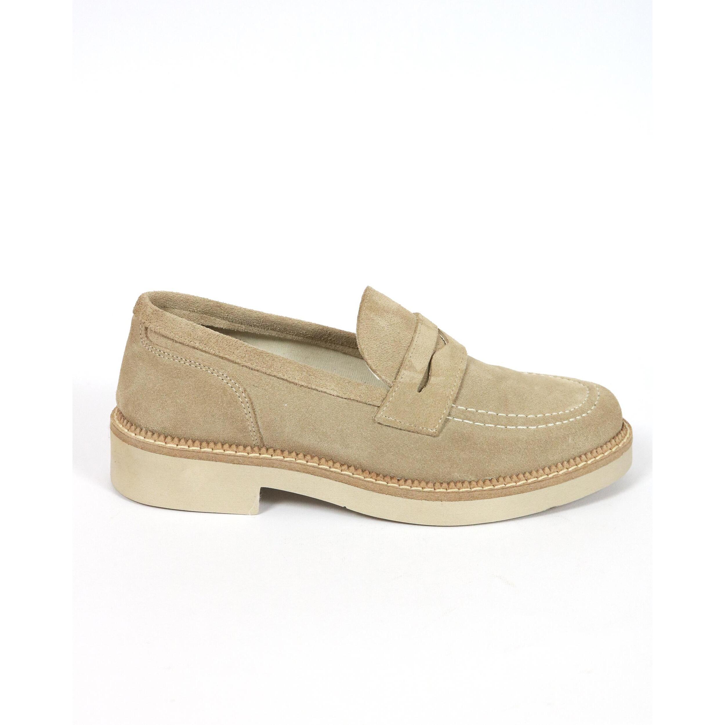 MOCASSINO CAMOSCIO VERA PELLE CHOCOLA' BEIGE