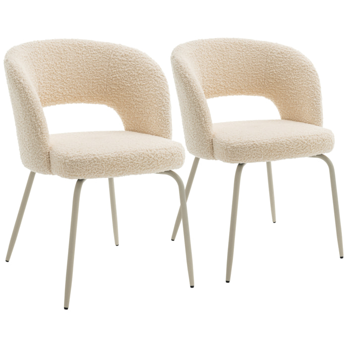 Lot de 2 chaises en tissu boucle beige FLAVIA