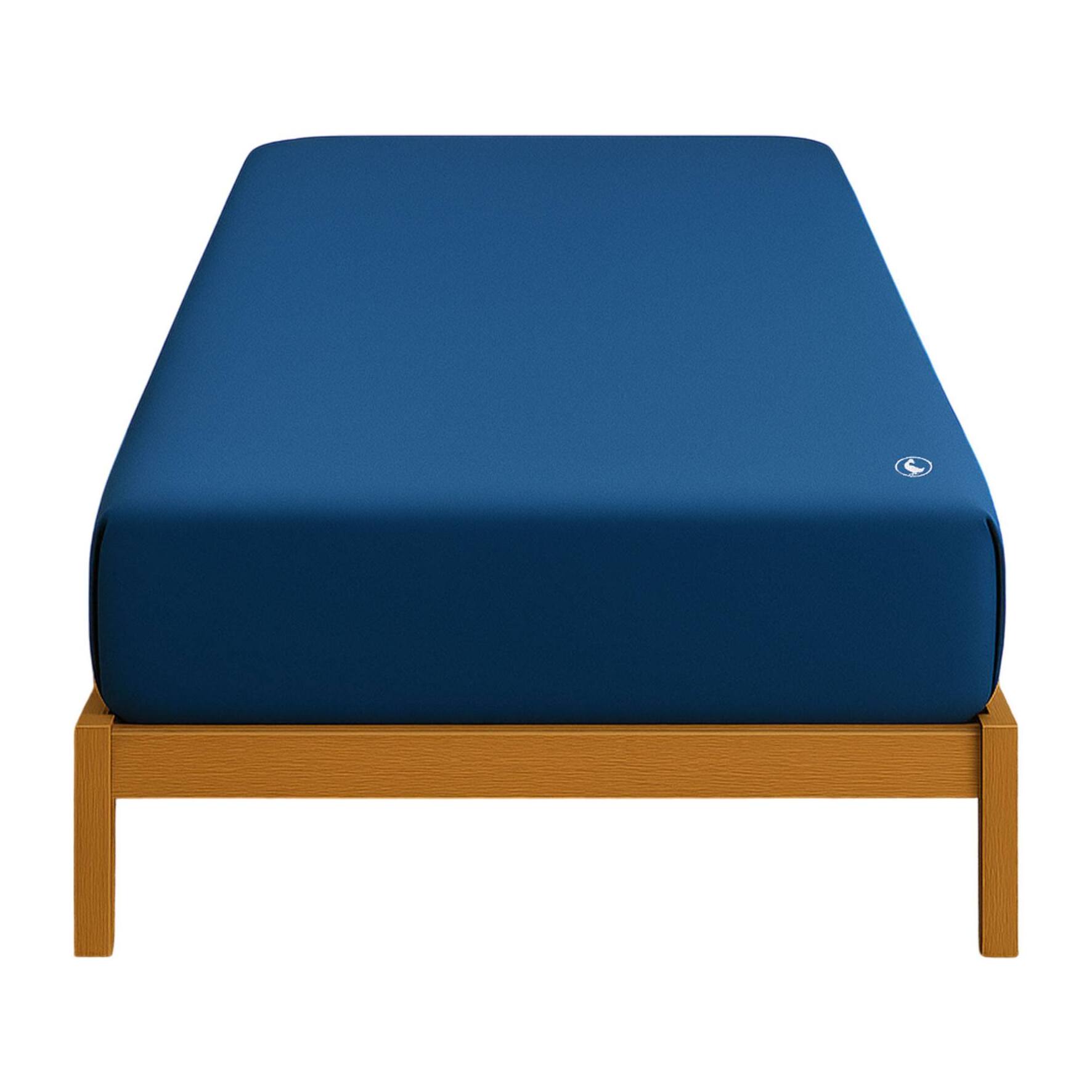 Sábana bajera (90x200+30cm solapa) 100%algodón 180tc color azul marino logo bordado el ganso