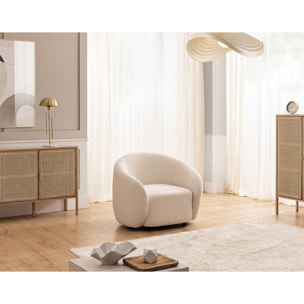 Flore - Fauteuil en tissu bouclette - Beige