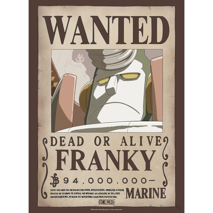 One Piece - Poster Ricercato "Wanted Franky" 52 x 38 cm AbyStyle