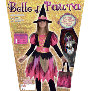 Streghetta Fashion Witch Girl Halloween Costume Con Cappello Borsa Bambina