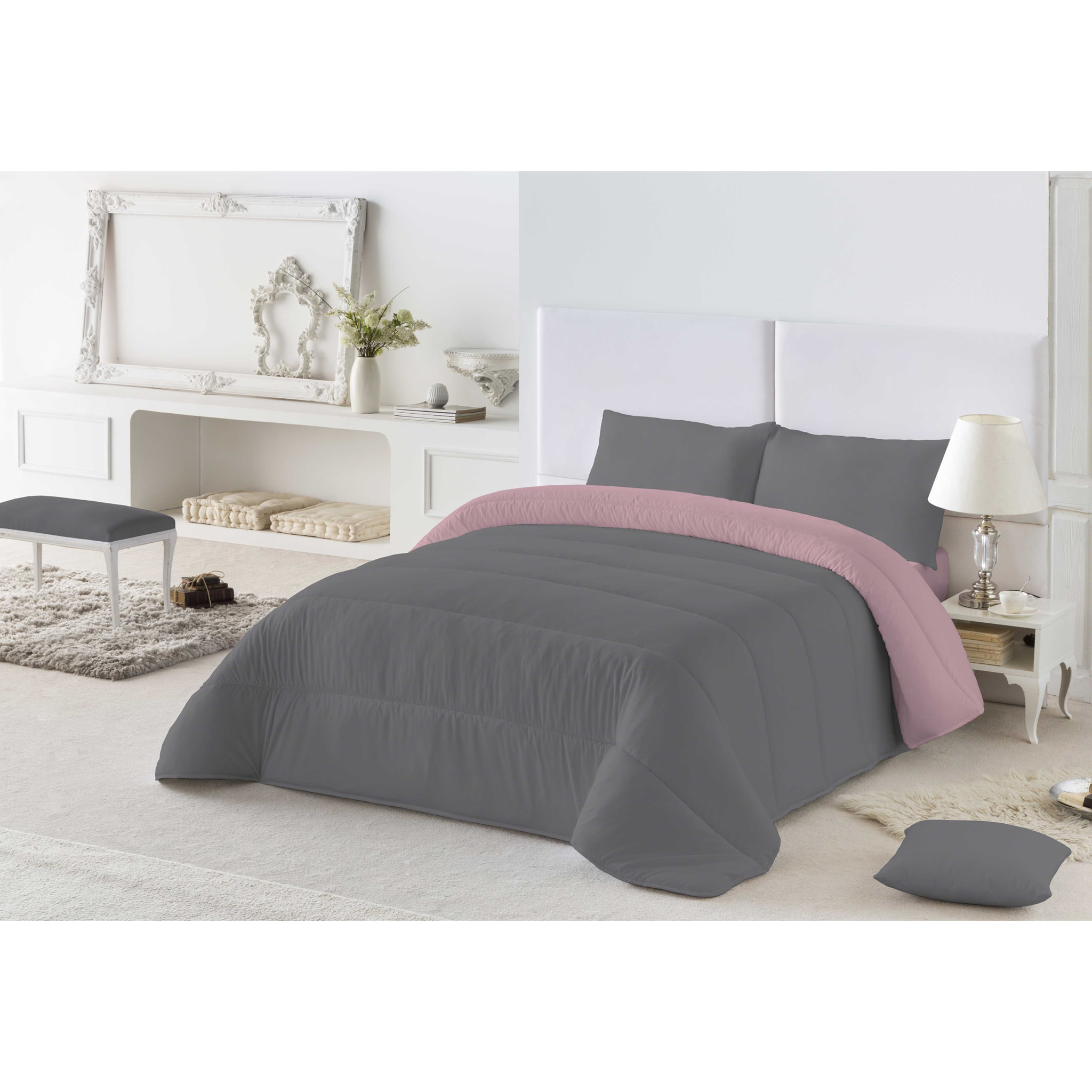 Edredón nórdico estamapado Bicolor Rosa Viejo/L.808 Gris