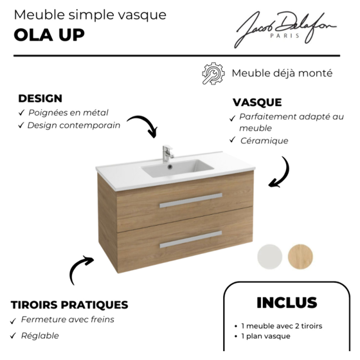 Meuble vasque Ola Up chêne