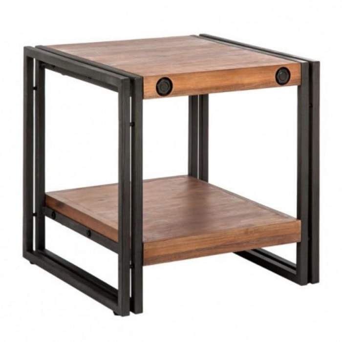Table d'appoint en bois et métal style industriel - ATELIER