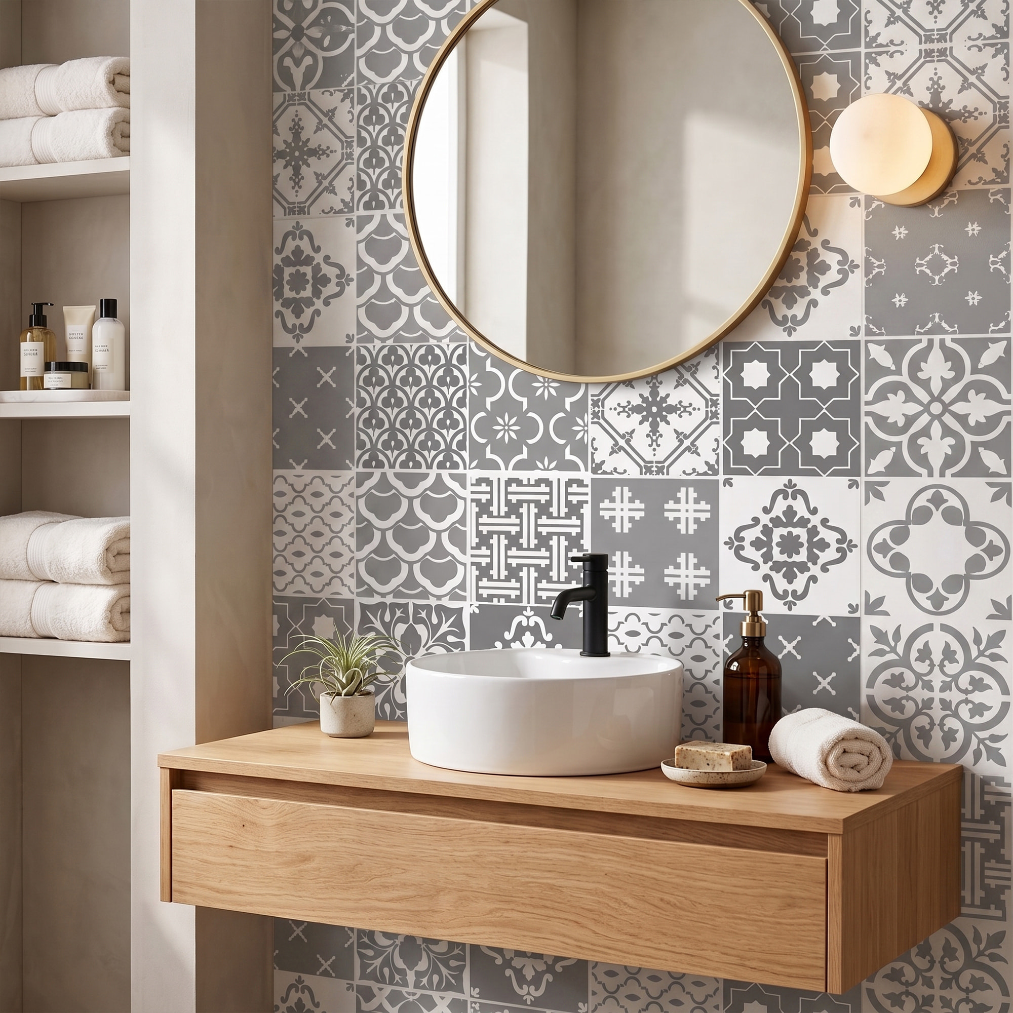 Stickers muraux - Sticker Mural Carrelage adhésif Cuisine Salle de Bain - 12 STICKERS CARRELAGES SCANDINAVES OSLO