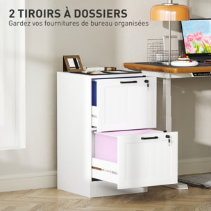 Caisson bureau 2 tiroirs verrouillables dossiers suspendus dim. 40x40x71cm MDF blanc
