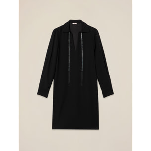 Oltre - Vestido con cinta joya - Negro