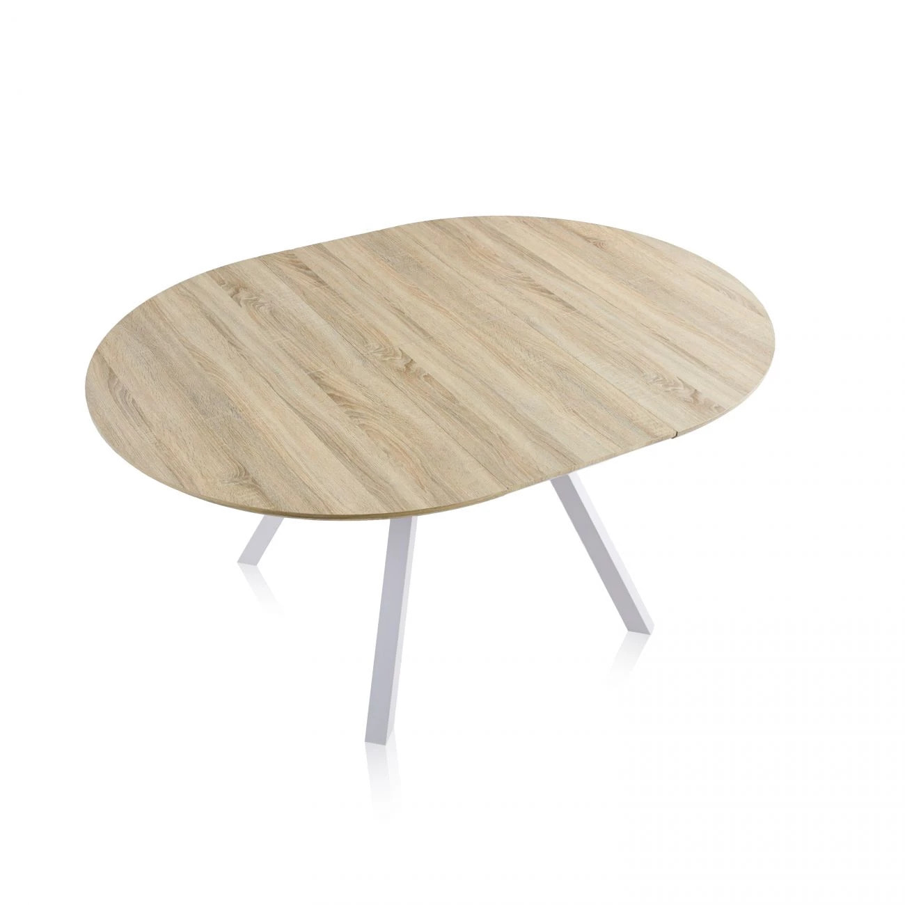 Mesa redonda extensible Aeris Roble - Blanco
