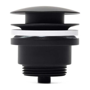 Set Bonde clic-clac  5/4  avec trop plein pour lavabos et vasques, noir mat + Siphon, noir mat (SATSetBlack)