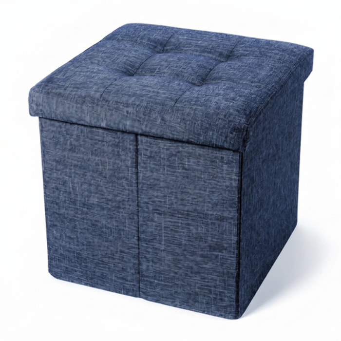 Pouf contenitore pieghevole 38x38x38 cm, cubo salvaspazio con vano interno, seduta imbottita resistente fino a 150 kg, design effetto lino elegante, ideale per soggiorno camera ingresso ufficio e cameretta