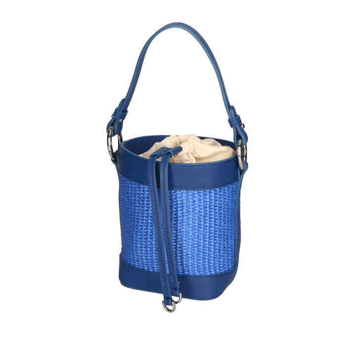Borsa a secchiello da donna - Modello Alyssa - Pelle & Paglia - 13.0 x 16.0 x 10.0 cm