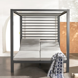 Lit de jardin 2 places structure aluminium gris foncé TALANA