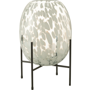 J-Line vase Sur Pied Tâché - verre - gris/blanc - large - 37 cm de hauteur