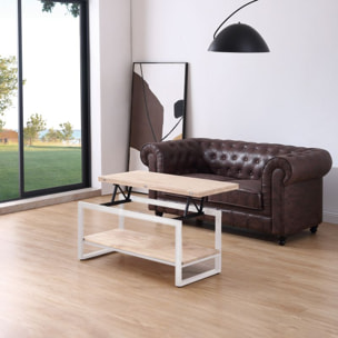 Mesa de centro elevable extensible Rens Blanco - Roble