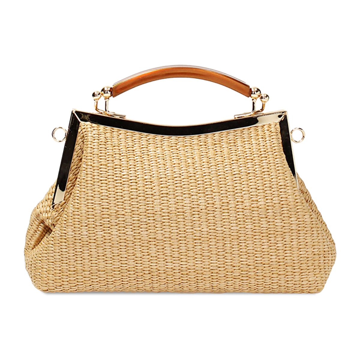Mini bag donna beige in raffia a trapezio