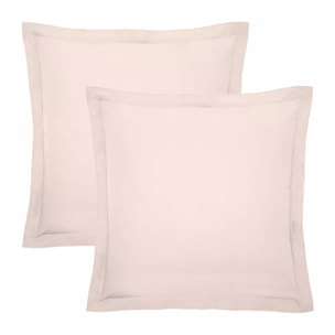 Lot de 2 taies percale de coton uni rose Olana petale