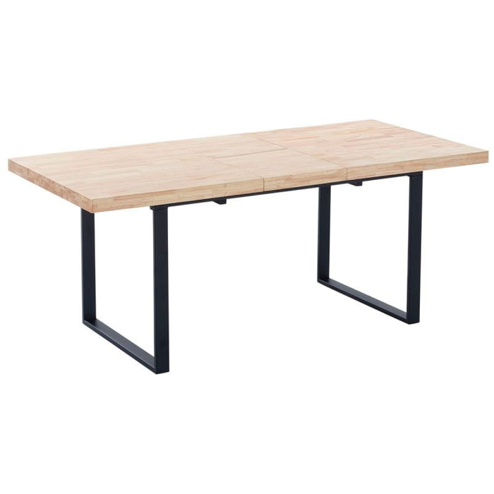 Mesa de comedor extensible Natural Roble salvaje - Negro