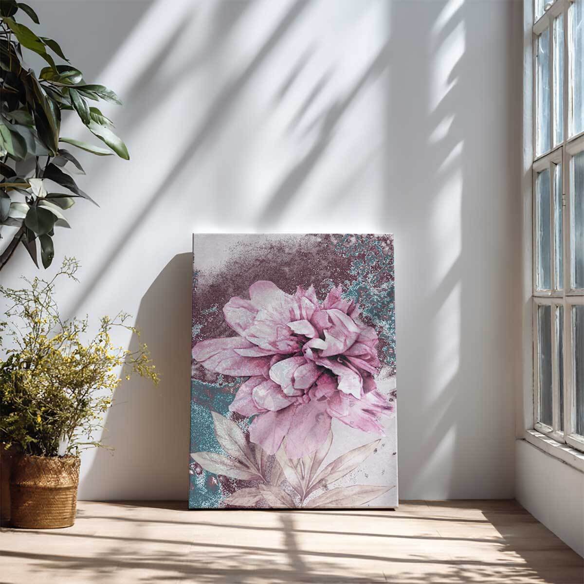 Tableau floral rose texturé Toile imprimée