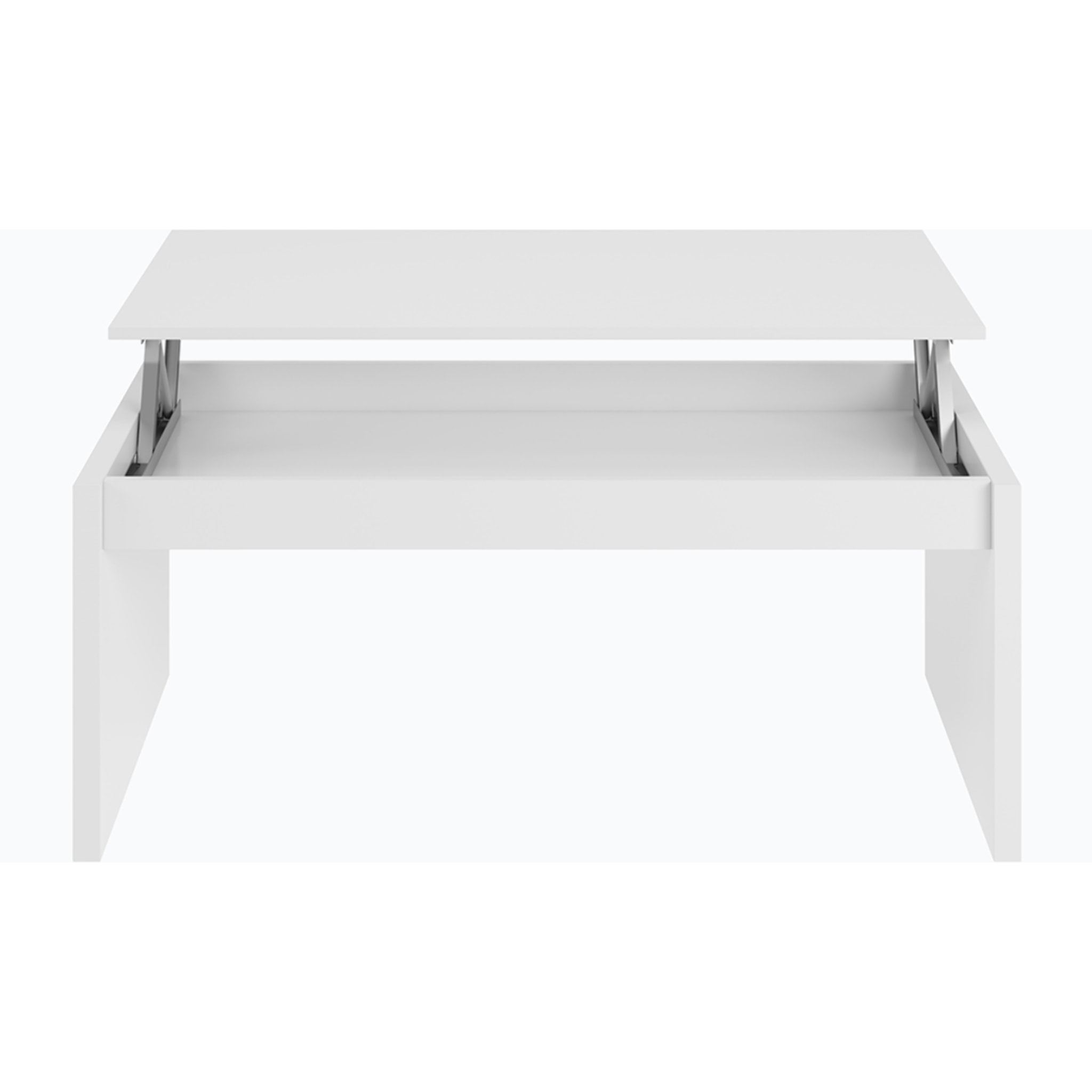 Mesa Centro Elevable 43x102x50 Cm Blanco Brillo