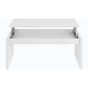 Mesa Centro Elevable 43x102x50 Cm Blanco Brillo