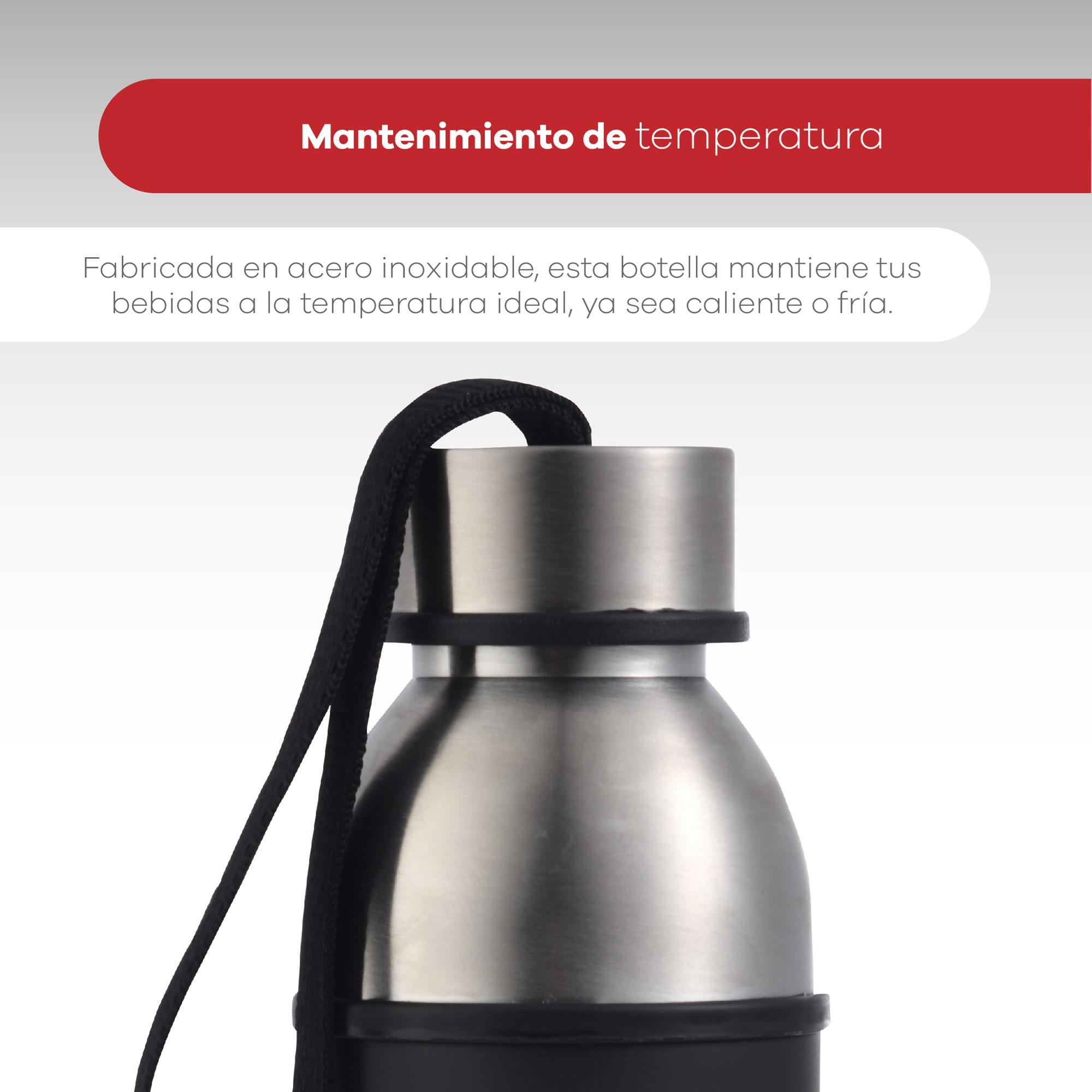 Botella de agua de 570ml Negro en acero inoxidable Bergner Waliking Anywhere