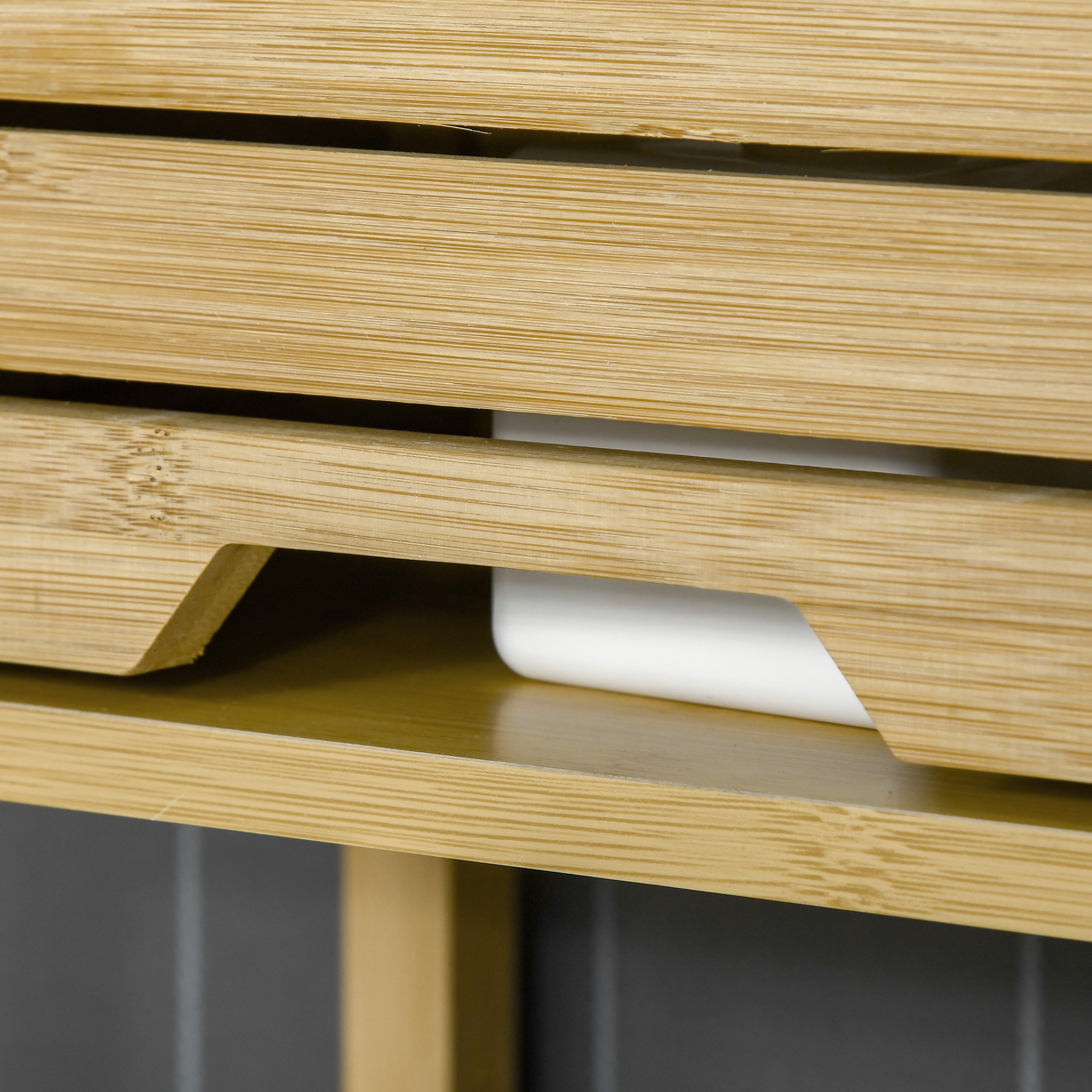 kleankin Mueble de Bambú sobre Inodoro Armario Alto para Lavadora con 2 Puertas 1 Balda Interior y 1 Estante de Almacenaje para Baño 60x23x173 cm Natural