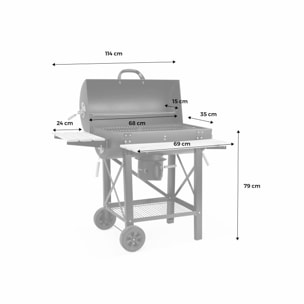 Barbecue américain charbon de bois - Serge noir - Smoker américain avec aérateurs. récupérateur de cendres. fumoir