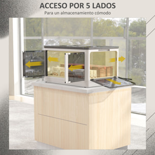 Caja de Almacenamiento Apilable con Tapa 69L Caja Organizadora Plegable con Ruedas Contenedor de Plástico con Acceso a 5 Lados 60x42x34 cm