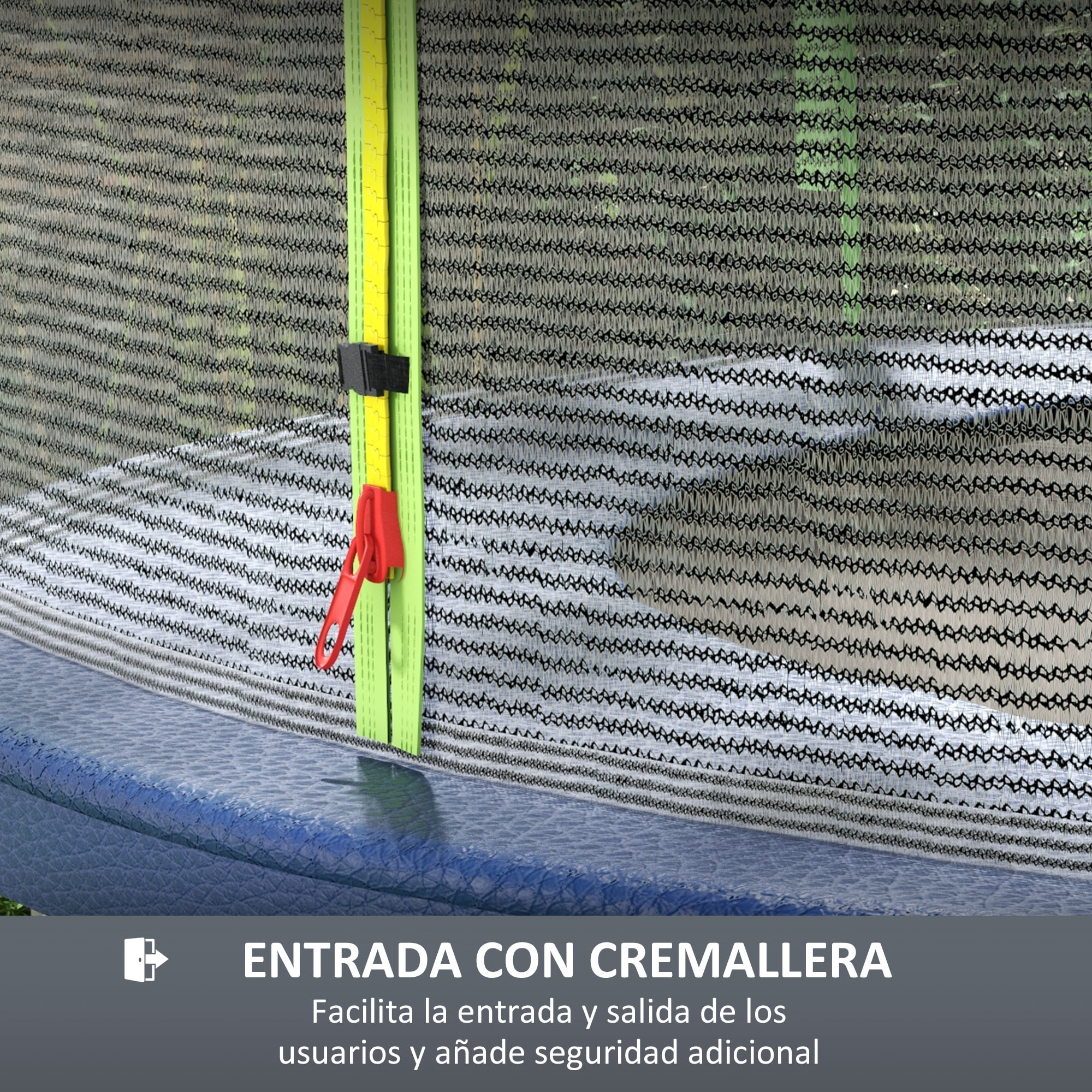 Red de Seguridad para Cama Elástica Ø244 cm Red de Trampolín Redondo para Exterior Protectora para Cama Elástica de 6 Postes Rectos Verde
