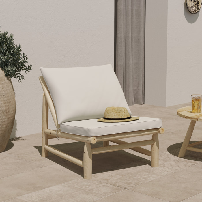 Fauteuil de jardin en teck et coussins blanc cassé - Makam