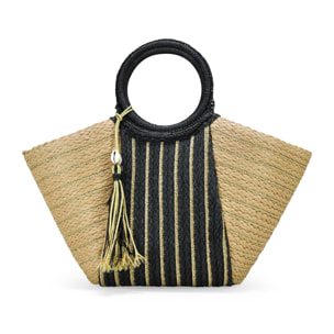 Bolso de mano rafia negra
