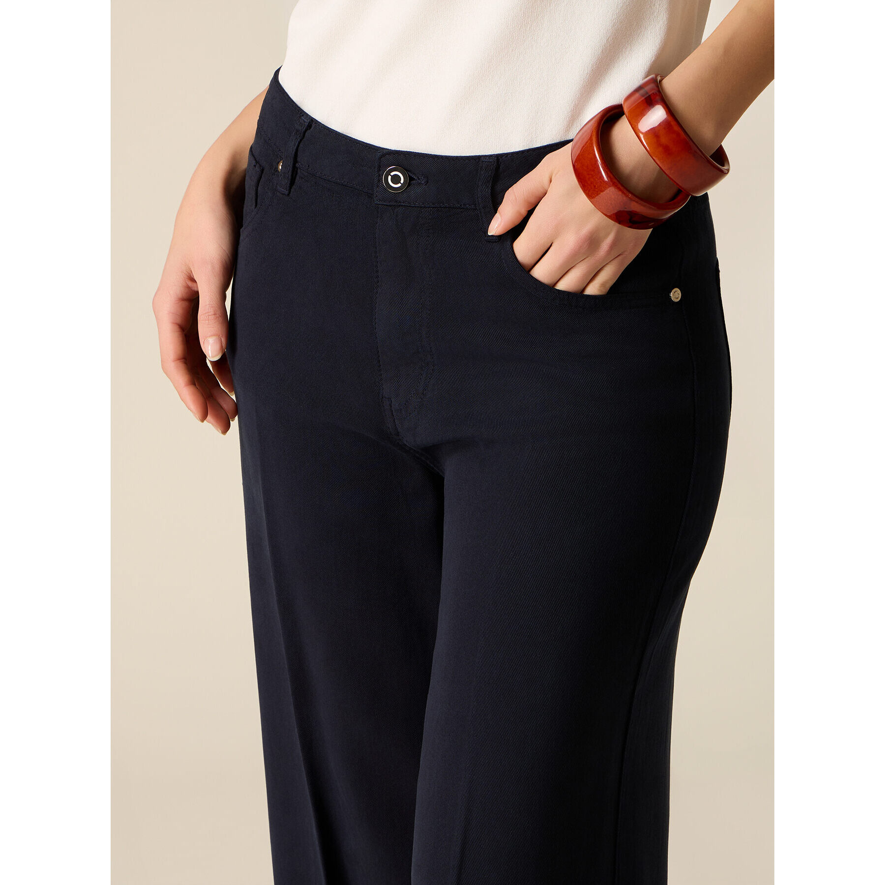 Oltre - Pantaloni palazzo in tencel - Blu