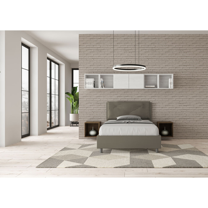 Letto una piazza e mezza contenitore imbottito 120x190 similpelle cappuccino Appia Large