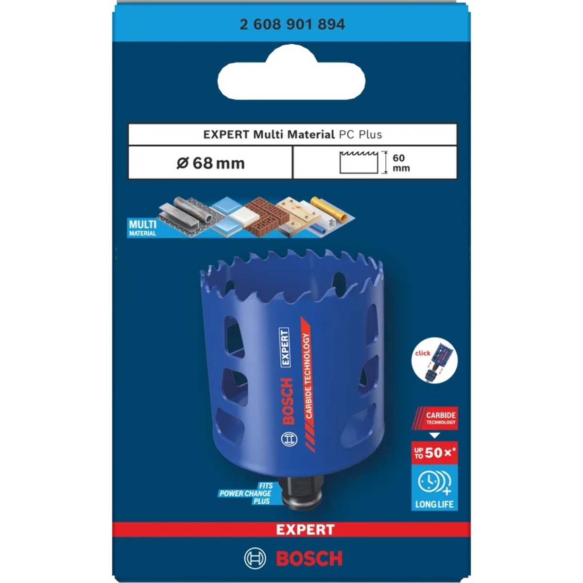 Scie trépan expert carbure multimat D68mm - BOSCH - 2608901894
